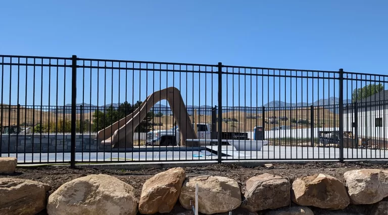 6ft ornamental steel fence around a pool with Utah code safety features